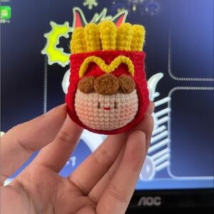 Handmade crochet McDonald fries doll keychain